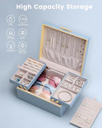 Lolalet Jewelry Box Organizer for Women Girls, 2 Layer Jewelry Organizers and Storage for Necklace Earrings Rings Bracelets, 