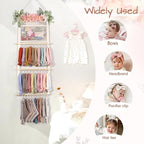 POVETIRE Headband Holder Hair Bows Organizer for Girls, 4-Layer Hair Accessories Display Storage Wall Hanging Decor for Baby 