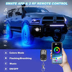 8 Pods RGB LED Rock Lights for Jeeps Trucks Golf Cart ATV UTV RZR SUV Offroad Pickup Car, Waterproof Multicolor Underglow Kit with APP Music Mode Underbody Neon Light Vehicle Underneath Accent 12V