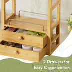 AmazerBath Bamboo Bathroom Countertop Organizer, 2-Tier Makeup Organizer with 2 Drawers, Vanity Organizer Storage Coffee Matc