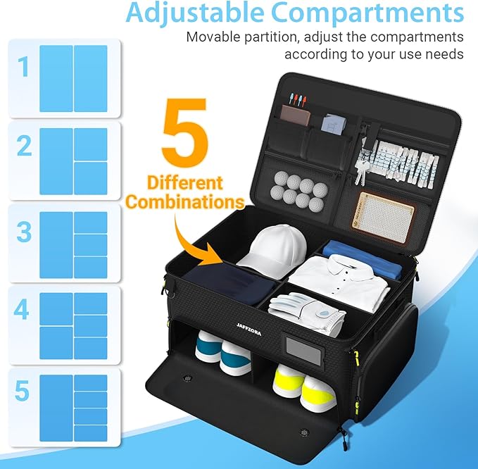 4-Layer Golf Trunk Organizer, Golfer Gifts for Men Women with Separate Ventilated Compartment for 2 Pairs Shoes, Waterproof