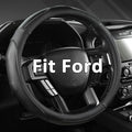 West Llama 3D Piping Leather Steering Wheel Cover for Ford F-150, F-250, F-350, Expedition (Black Line-Large Size)