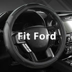 West Llama 3D Piping Leather Steering Wheel Cover for Ford F-150, F-250, F-350, Expedition (Black Line-Large Size)