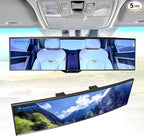 Broadway Panoramic Rear View Mirror Wide Angle Car Mirror Blind Spot Convex Rearview Mirror Essential Rear View Mirror Accessories for Cars SUV Trucks Vehicles (270mm-Blue)