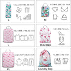 6 Pcs Compression Packing Cubes Waterproof Suitcase Travel Bag Luggage Backpack Organizer Travel Cubes for Packing-Flamingo