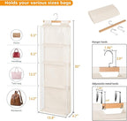 Syeeiex Over The Door Purse Organizer with Zippers, 4 Mesh Shelves,Clear Slubbed Fabric+PVC Hanging Closet Bag Organizer, Dus