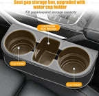 Car Seat Gap Filler Organizer with Cup Holder, Leather Multifunctional Vehicle Front Seat Crevice Storage Box Bag, Automotive Console Side Bucket Pocket, Universal Fit (Gray)