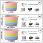 90L Large Blanket Basket,21.7"L x 21.7"W x 13.8"H Rope Woven Baskets with Handles, Toys Storage Bins,Laundry Basket Perfect f