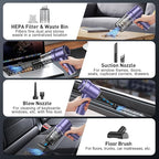 KMM Handheld Car Vacuum Cleaner, 9000PA Vacuum Cleaner & Air Duster, 120W High Power Vacuum Portable Cordless, Hand Held Vacu