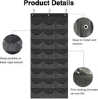 BiCINE Hat Rack for Baseball Caps, 24 Pocket Over the Door Hat Organizer with 3 Hooks, Hat Holder for Door with Large Clear P