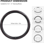 High-Grade Real Cowhide Steering Wheel Cover for Men Women，Black Genuine Leather Steering Wheel Cover for Cars,Universal 14.5-15 inch Steering Wheels