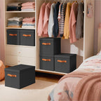 Homsorout Storage Bins with Lids - Large Fabric Closet Bins with Lid, 8 Pack Clothes Organizers and Storage, Collapsible Stac