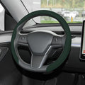 Frani Nappa Leather Steering Wheel Cover,Universal Fit 15 Inch-Premium Non-Slip Breathable Comfort Grip for Cars Trucks SUVs,Anti-Slip Durable Interior Upgrade Dark Green