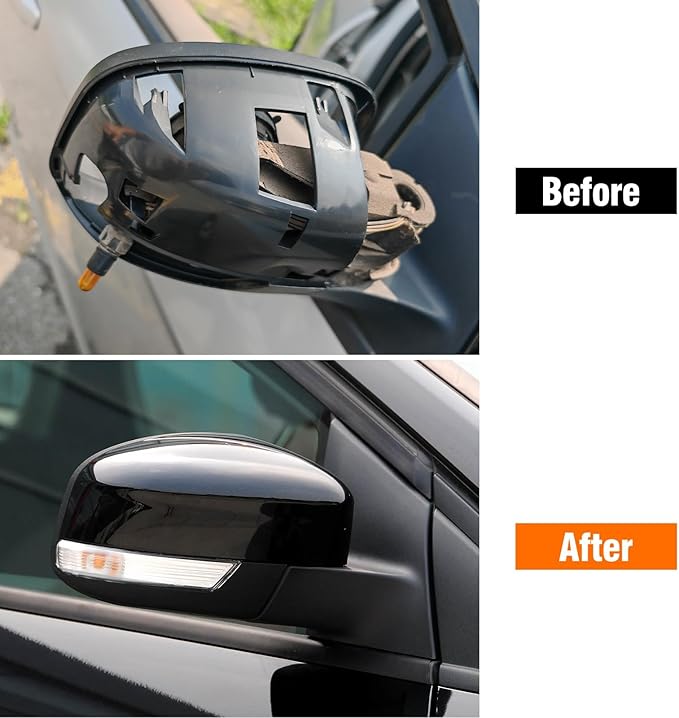Compatible with Ford Focus Side Mirror Cover 2012-2018, Escape 2013-2016, Right Passenger Side RearView Mirror Cap Repalcement WITHOUT Turn Signal Light Replaces for CP9Z-17D742-BA CP9Z17D742BA