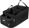 FUNNy elf Passenger Seat Organizer, Collapsible Car Storage with Partitions & 4 Cup Holders for Front or Back Seat