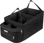 FUNNy elf Passenger Seat Organizer, Collapsible Car Storage with Partitions & 4 Cup Holders for Front or Back Seat