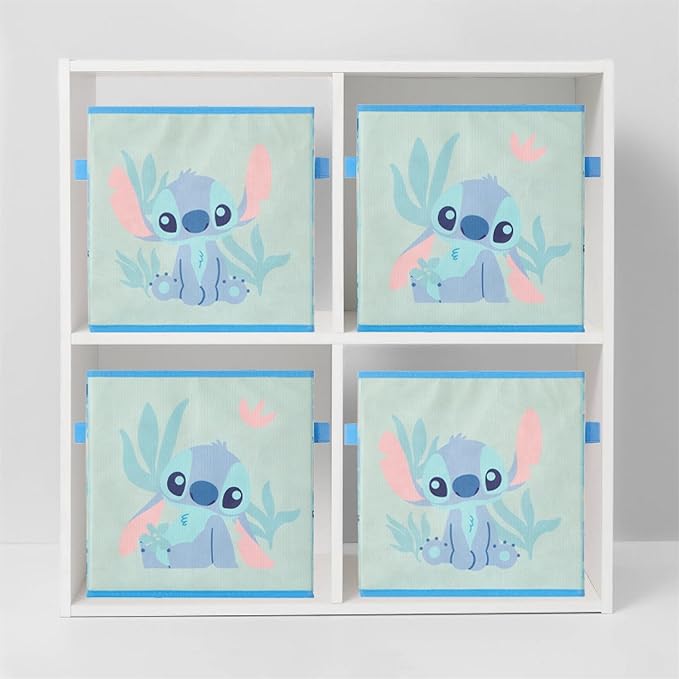 Stitch Storage Cubes Set of 2 Durable Fabric Bins with Handles, 10"x10"x10" Collapsible Cube Organizers