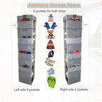 2 Pack Large-Sized Hanging Shoe Organizer 10-Shelf, Sturdy Hanging Closet Organizer with 8 Side Pockets, Wider Hanging Shelve
