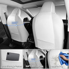 CAR PASS Nappa Leather High Back Front Seat Covers, Tesla Model 3 Model Y Breathable Faux Leather Front Bucket Seat Covers, A