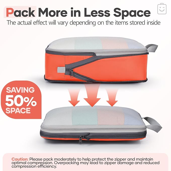 Veken 9/11 Set Compression Packing Cubes for Travel Essentials,Compressible Expandable Large Luggage Suitcase Organizer Bags 