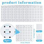 Nuanchu 8 Pack No Drill Pegboard Panels, 10x10 Inch White ABS Plastic Pegboard Wall Mount Organizer Kit for Garage Kitchen Of