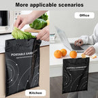 Disposable Trash Bags for Cars, Vomit Bags Pack of 100, Portable Drawstring, Paste Dual-Use Self Adhesive Cleaning Bags, Easy Stick on and Hanging, for Cars Kitchens Bedrooms Travel Office (Black)