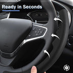 Steering Wheel Cover for Chevy Malibu 2016-2024/ Equinox 2018-2024/ Bolt EV 2017-2021/ Volt 2016-2019, Car Steering Wheel Cover for Chevrolet (Black Perforated Leather)