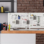 PEGZONE Clamp-on Desk Pegboard, Desk Organizer for Office Gaming Home, Magnetic Metal Peg Board with 10 Accessories, Privacy 