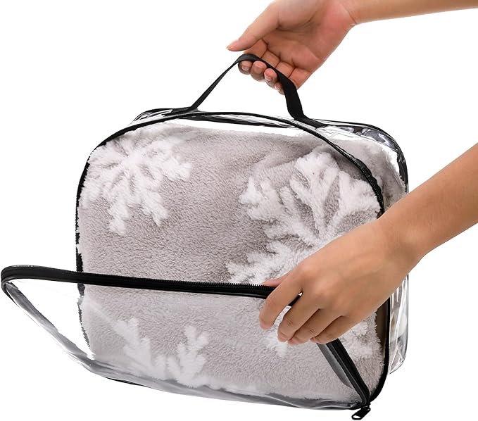 Fasmov 6 Pack Large Clear Travel Packing Cube, See-Through PVC Organizer, Vinyl Zippered Storage Bags Multipurpose Pouch with