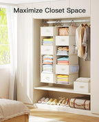 Pipishell Hanging Closet Organizer 6-Shelf, Hanging Shelves for Closet with 3 Removable Drawers & Side Pockets for Bedroom, G