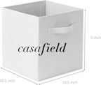 Casafield Set of 6 Collapsible Fabric Cube Storage Bins, White - 11" Foldable Cloth Baskets for Shelves, Cubby Organizers & M