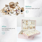 BOOVO Earring Jewelry Box For Women Girl Stud Organizer, 4 Layers Girl Jewelry Organizer Box With Lock Earring Holder Organiz