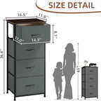 Somdot Dresser for Bedroom with 4 Drawers, Storage Organizer Chest of Drawers with Removable Fabric Bins for Closet Bedside L