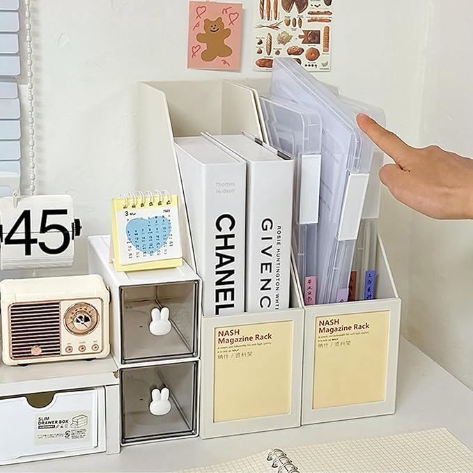 LonlyEagle 6 Pack A4 File Portable Project Case, Plastic Storage Box for 8.5" x 11" Letter Paper, Documents Magazines Holder 