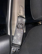 Fashion Car Ultra Bling Steering Wheel Cover with Sparkly Diamond Rhinestones, Gorgeous Accessory with Anti Slip Lining Extra Bling Especially Shiny Cat Exotic Universal (Seat Belts Silver)