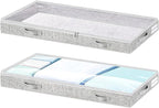 Low Profile Under Bed Storage, 3-Inch High Foldable Underbed Storage Bins with Lid & Zipper, No Structure, Super Slim Clothes