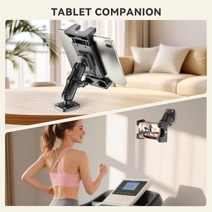 OHLPRO Car Tablet Holder - Heavy Duty Drill Base, Tablet Mount for Truck Compatible with iPad Samsung Tab 5"-13" Tablets and Phones, iPad Stand for Wall/Business/Vehicle/Desktop, etc.-4-inch Arm
