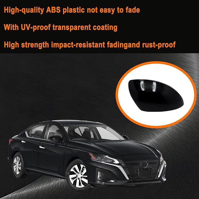 Right Passenger Side Replacement Mirror Cover Compatible with Nissan Altima 2019 2020 2021 2022 2023 2024 2025 Side Rearview Mirror Cap Cover Without Turn Signal Light (Glossy Black)