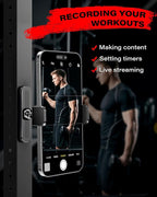 APPS2Car Magnetic Phone Holder for Gym, Alloy Base and Joint for Strong Hold, 360° Adjustable, Compatible with 4.7-6.5 Inch iPhone & Android Phones, Secure Workout Equipment Accessory for Men Women