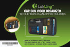Car Sun Visor Organizer with 4 Pockets and 2 Pen Holders