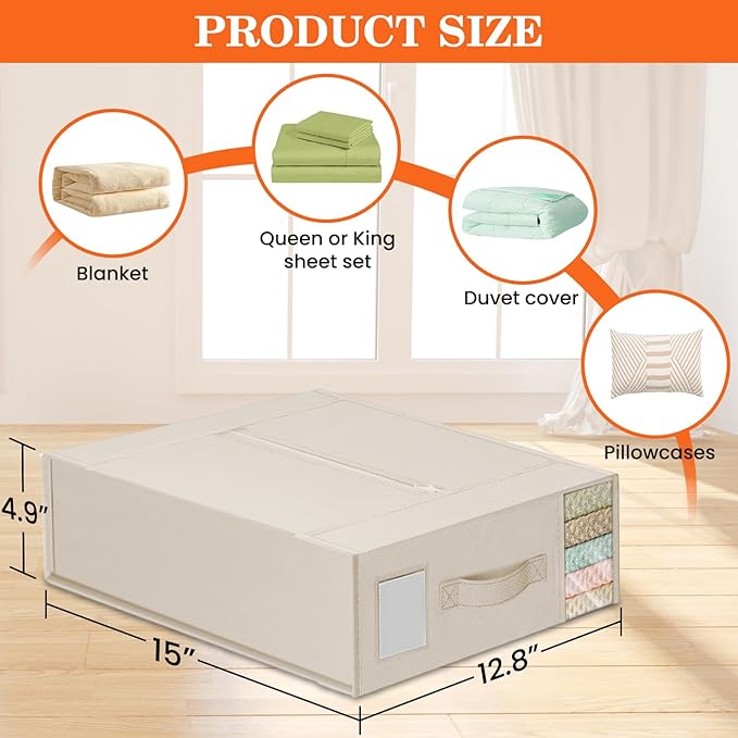 WOWBOX Sheet Organizers and Storage,Closet Bed Sheet Organizer Under Bed Storage and Organization with Label Cards & Clear Wi