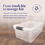 HOMZ 2-Pack Latching Lid, Large Clear Plastic Storage Bins with Lids, 66 Quart, Gray Latch - Stackable Container Boxes for Ho