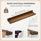 Picture Ledge Wall Shelves 24 inches Width Set of 3, Solid Pine Wood Rustic Floating Ledge Shelves for Wall for Kids' Room Be