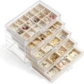 YUFONG Jewelry Organizer with 5 Drawers Clear Acrylic Earring Display Case Velvet Jewelry Storage Box Display Holder for Earr