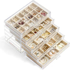 YUFONG Jewelry Organizer with 5 Drawers Clear Acrylic Earring Display Case Velvet Jewelry Storage Box Display Holder for Earr