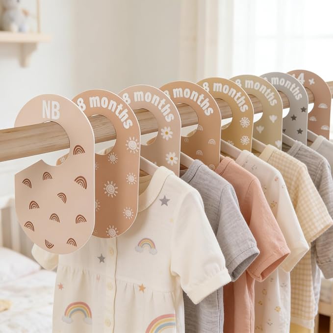 16Pcs Baby Closet Dividers Double-Sided Baby Closet Organizer, Nursery Closets Dividers for Sorting 8 Sizes, Nursery Decor Ha