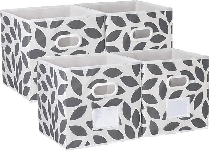 MAX Houser Fabric Storage Bins Cubes Baskets Containers with Dual Plastic Handles for Home Closet Bedroom Drawers Organizers,