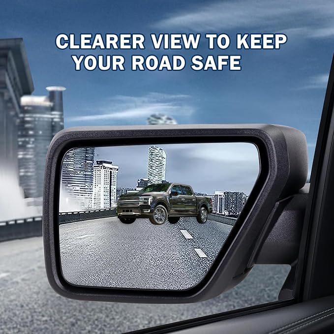 Left Driver Side Door Mirror Compatible With 2021 2022 2023 2024 2025 2026 Ford F150 With Power Glass Manual Folding Heated Blind Spot Matte Black Replace#ML3Z17683VA(7 Pins)
