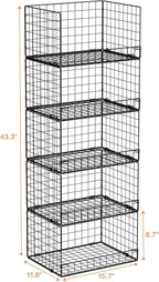 Yociyoga 5-Tier Stackable Closet Organizers and Storage Shelves, Closet Shelf Organizer Basket Bins, Foldable Sweater Storage