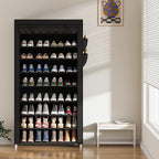 Laiensia 9-Tier Vertical Shoe Rack Organizer, Space Saving Shoe Storage Organizer, Non-Woven Cover Shoe Shelf Holds 36-45 Pai